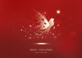 Merry Christmas, Golden stars glowing fairy fantasy miracle, sparkle, guardian luxury, red abstract background seasonal holiday Royalty Free Stock Photo