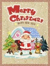 Merry Christmas graphic with Santa, moose and ginger man Royalty Free Stock Photo