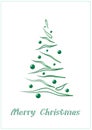 Merry Christmas, green elegant Christmas tree on a white background, vertical