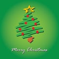 Merry Christmas Green Red Tree Greeting Card Royalty Free Stock Photo