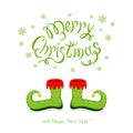 Merry Christmas and green shoes elf Royalty Free Stock Photo