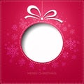 Merry Christmas greeting card with bauble. Paper Royalty Free Stock Photo