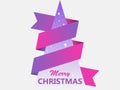 Merry Christmas. Greeting card with creative geometric christmas tree and ribbon. Vector Royalty Free Stock Photo