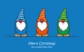 Merry christmas greeting card with cute funny dwarf