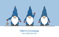 merry christmas greeting card with cute funny dwarf