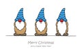 Merry christmas greeting card with cute funny dwarf