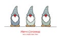 Merry christmas greeting card with cute funny dwarf