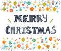 Merry Christmas greeting card. Cute postcard Royalty Free Stock Photo