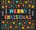 Merry Christmas greeting card. Cute postcard Royalty Free Stock Photo
