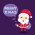 Merry Christmas greeting card with cute Santa Claus, reindeer, snowman and Christmas tree. Vector illustration Cute Christmas char Royalty Free Stock Photo