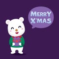 Merry Christmas greeting card with cute Santa Claus, reindeer, snowman and Christmas tree. Vector illustration Cute Christmas char Royalty Free Stock Photo