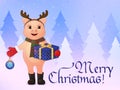 Merry Christmas greeting card. cute smiling pig Royalty Free Stock Photo