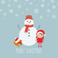 Merry Christmas greeting card with cute xmas characters Royalty Free Stock Photo