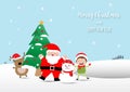 Merry Christmas. Greeting card design with Christmas characters Royalty Free Stock Photo