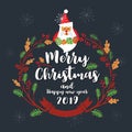 Merry Christmas Greeting Card Design. Vector illustration Royalty Free Stock Photo