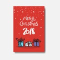 Merry Christmas 2018 Greeting Card Doodle Design Of Cute Winter Holiday Postcard Royalty Free Stock Photo