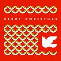 Merry Christmas greeting card with flying dove and retro pattern Royalty Free Stock Photo