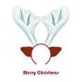 Merry Christmas greeting card with geometric horned reindeer on white background vector illustration Royalty Free Stock Photo