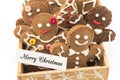 Merry Christmas Greeting Card with Gingerbread Cookies Royalty Free Stock Photo