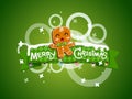 Merry Christmas greeting card. Gingerbread man cookies background design elements. Vector illustration Royalty Free Stock Photo