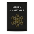 Merry Christmas greeting card golden snowflake Royalty Free Stock Photo