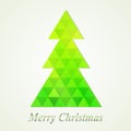 Merry Christmas Greeting Card with Green Abstract Christmas Tree Royalty Free Stock Photo