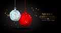 Merry christmas greeting card hanging bauble in low poly abstract 3d Royalty Free Stock Photo