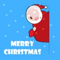 Merry Christmas greeting card with happy cartoon Santa