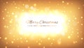 Merry christmas greeting card. Happy new year vector illustration. Design template with light festive golden background. Bokeh Royalty Free Stock Photo