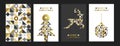 Merry Christmas gold geometric mosaic card set Royalty Free Stock Photo