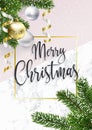 Merry Christmas Greeting Card. Marble and fir tree Royalty Free Stock Photo