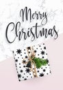 Merry Christmas Greeting Card. Marble and fir tree Royalty Free Stock Photo