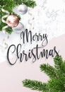 Merry Christmas Greeting Card. Marble and fir tree Royalty Free Stock Photo