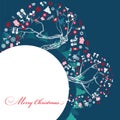 Merry Christmas greeting card with Norwegian winter patterns