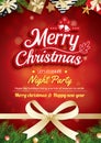 Merry christmas greeting card and party on red background invitation theme concept. Happy holiday design template. Royalty Free Stock Photo