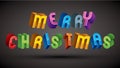 Merry Christmas greeting card with phrase made with 3d retro sty