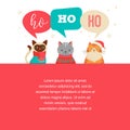 Merry Christmas greeting card, poster with cute cats characters, vector collection Royalty Free Stock Photo