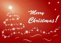 Merry Christmas greeting card on red background. Royalty Free Stock Photo