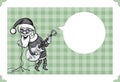 Merry Christmas greeting card with rock-n-roll Santa-singing