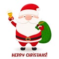 Merry christmas greeting card with Santa Claus. Cartoon vector character Royalty Free Stock Photo