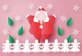 Merry Christmas greeting card with Santa clause origami and angel chains