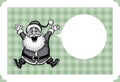 Merry Christmas greeting card with Santa jumping joy