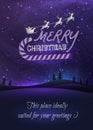 Merry Christmas greeting card with shiny stars in