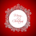 Merry Christmas greeting card with snowflakes. Christmas red background Royalty Free Stock Photo