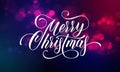 Merry Christmas greeting card of sparkling festive bokeh light background