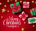 Merry christmas greeting card vector banner template. Merry christmas everyone typography in empty space. Royalty Free Stock Photo