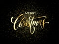 Merry Christmas greeting card vector golden confetti glitter black New Year background