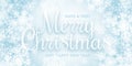 Merry Christmas Greeting Card Vector Illustration With 3D Text And White Soft Snowflakes On Light Blue Background Royalty Free Stock Photo
