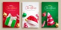 Merry christmas greeting card vector set design. Christmas and new year holiday season Royalty Free Stock Photo