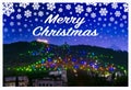 Merry Christmas. Christmas tree composed of colored lights and white comet star Royalty Free Stock Photo